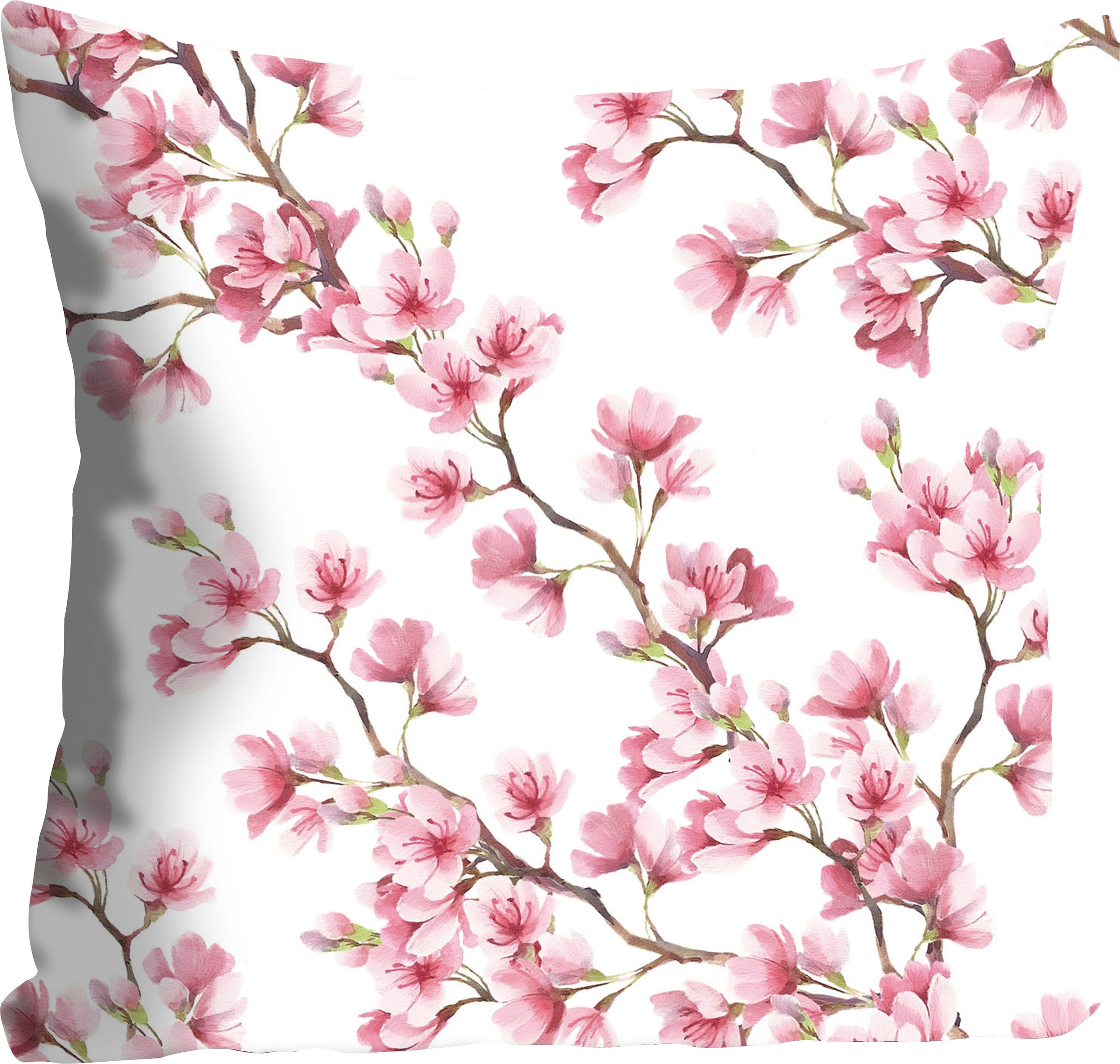 queence Dekokissen »Marcel« Kissenhülle,Blütenzweige,Pink,Florales Muster,Elegant,Frühlingshaft