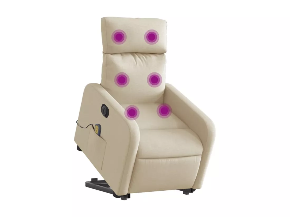 Fauteuil inclinable massant électrique Crème Tissu