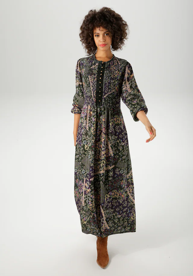 Aniston CASUAL Maxikleid mit fantasievollem Blumendruck- jedes Teil ein Unikat- NEUE KOLLEKTION