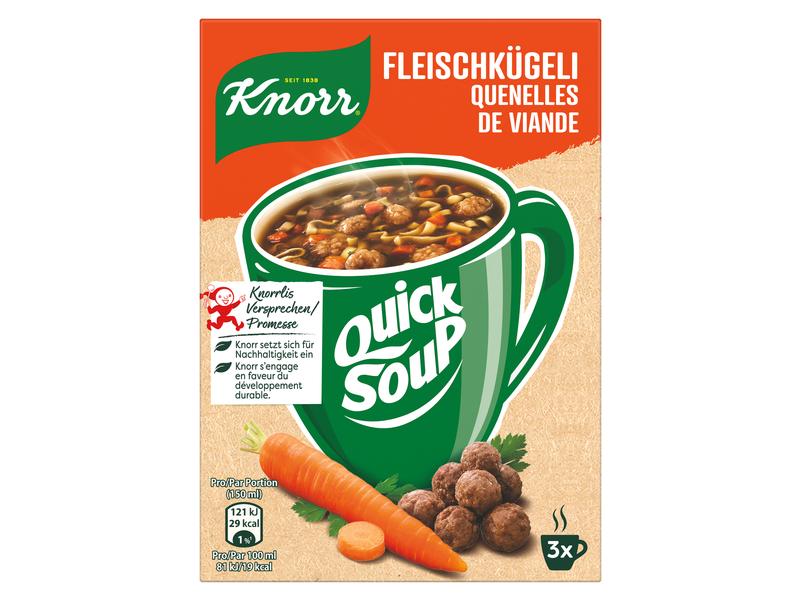 Knorr Quick Soup Fleischkügeli 3 Portionen Nudelsuppe mit Fleischkügelchen
