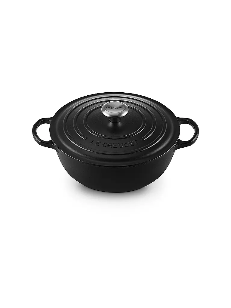 LE CREUSET Kochtopf 26cm LA MARMITE SIGNATURE Schwarz schwarz