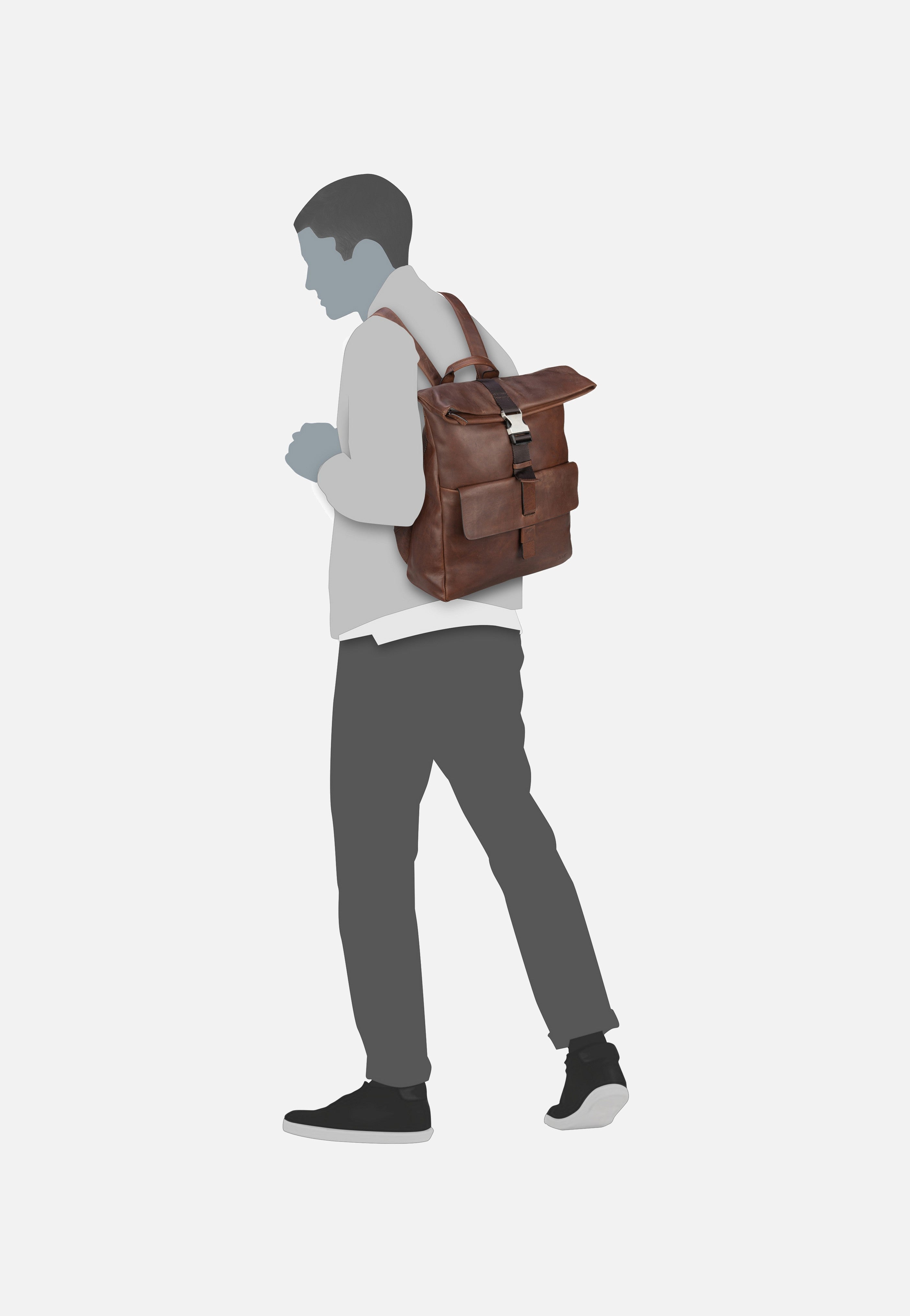 Loreto Rico Backpack MVF Dark Brown - Rolltop Rucksack