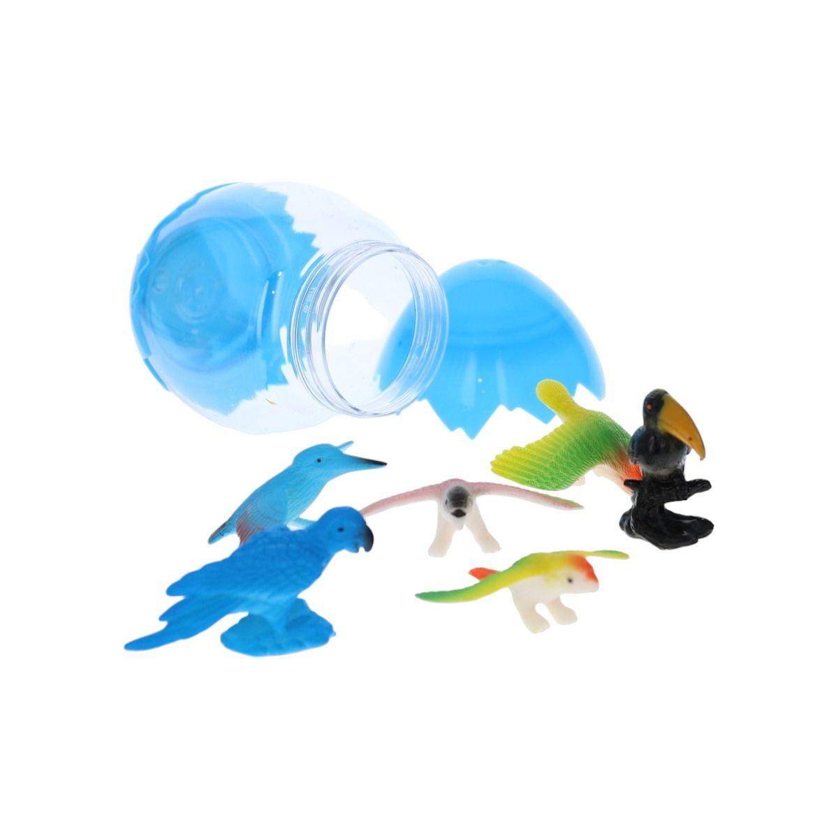 Œuf bleu contenant 6 oiseaux Mercredi et Patati