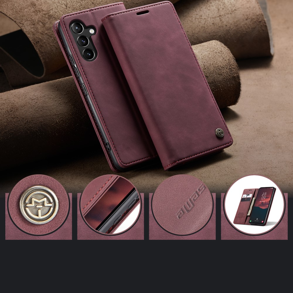 Samsung Galaxy A54 5G Leder Tasche Flip Wallet Etui mit Kartenfächern - Dunkelrot