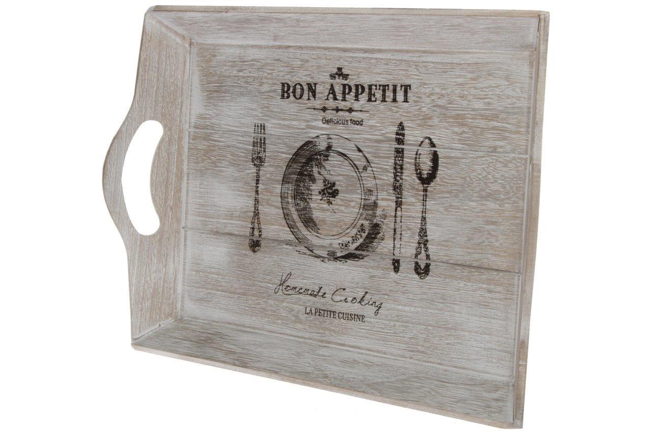 Holztablett HARRY - weiß antik - 29x43 cm