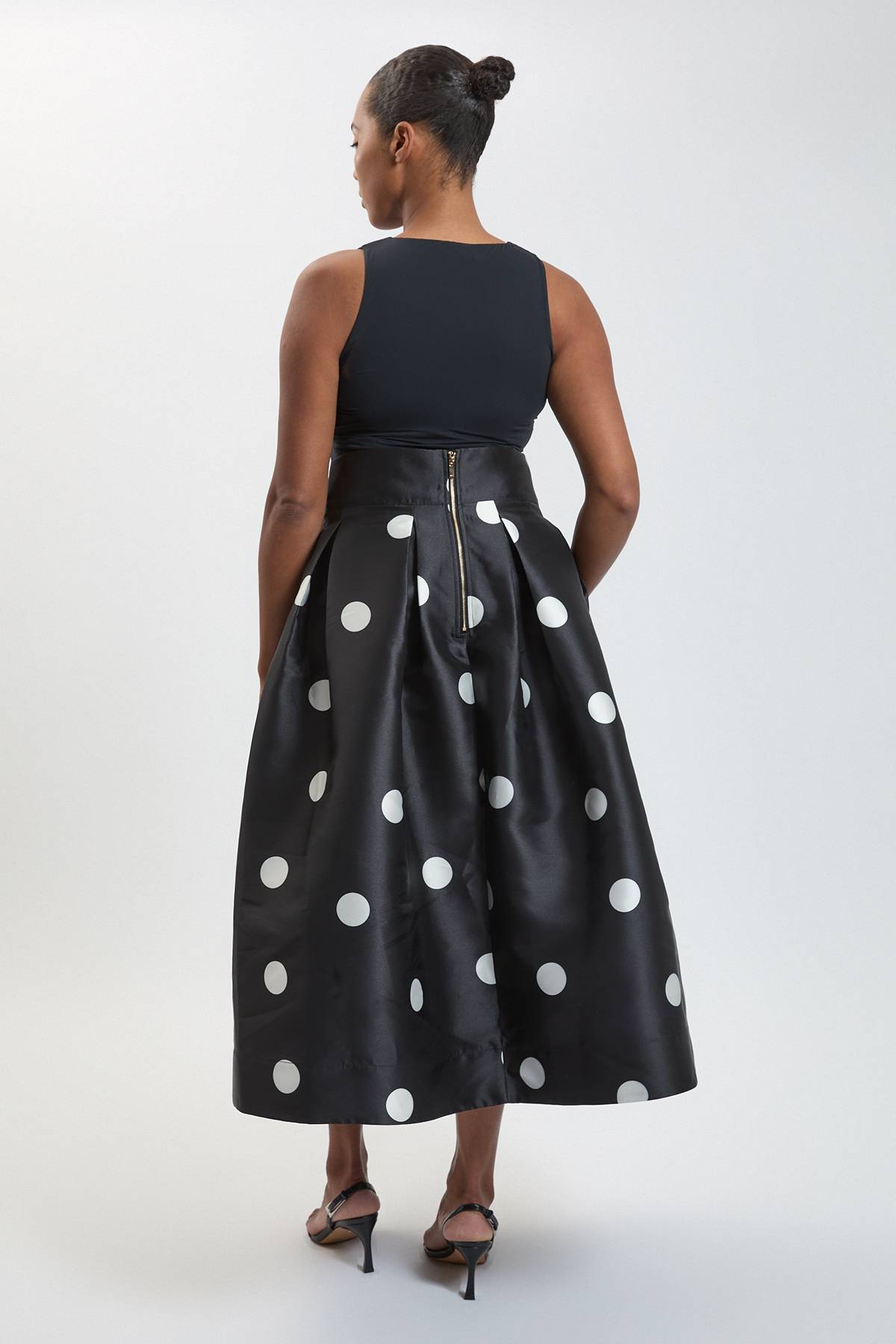 KarenMillen Jupe De Bal En Sergé Tissé À Pois Grande Taille