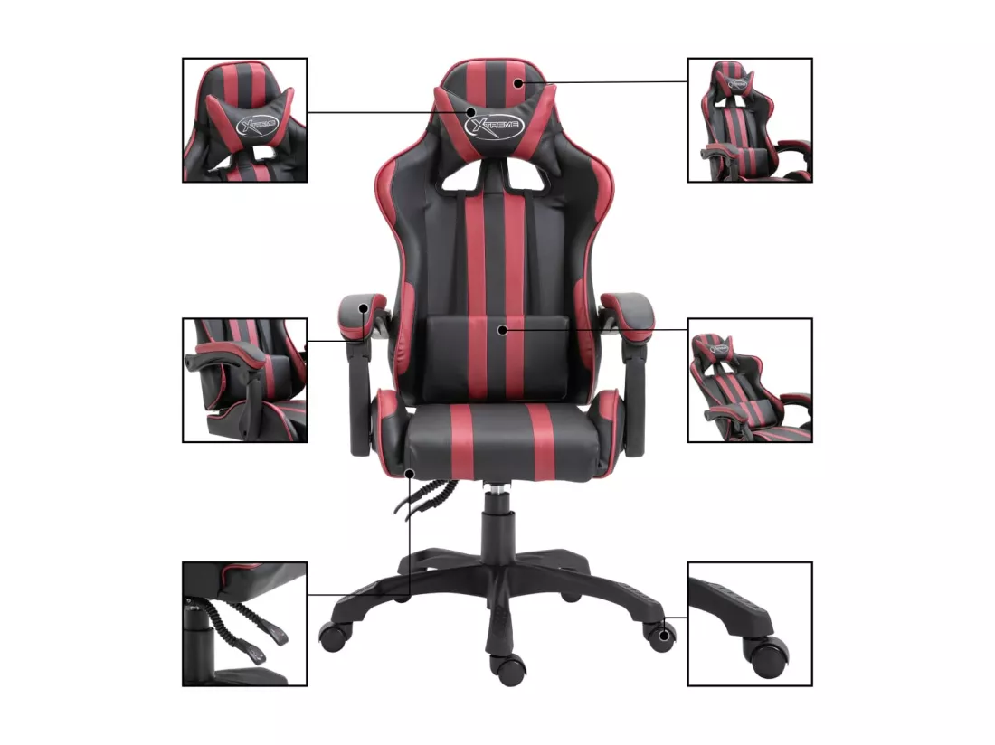 Chaise de jeu Rouge bordeaux Similicuir