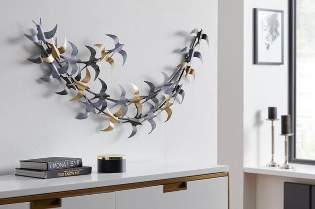 HOFMANN LIVING AND MORE Wanddekoobjekt aus Metall, metallicfarben, Motiv Vogelschwarm