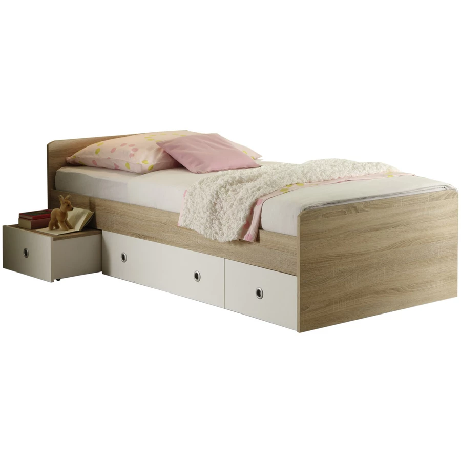TICAA Einzelbett Vicky Sonoma-Weiß Sonoma-Weiß