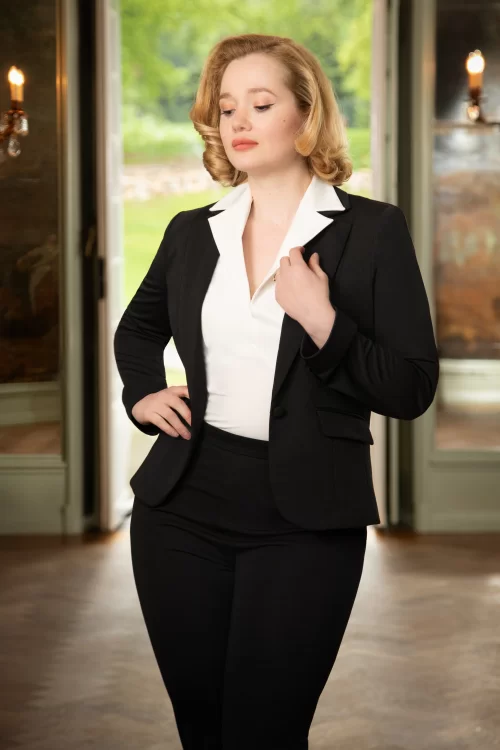 Glamour Bunny Business Babe Diadora Travel Blazer in Black