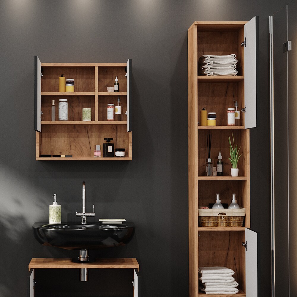 Vicco Hochschrank Irma Eiche Anthrazit 30 x 192 cm Badezimmer