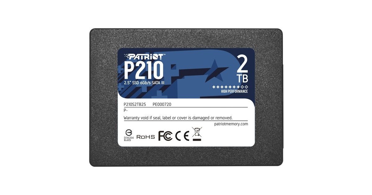 PatriotP210, 2 TB SSD  (Zwart, P210S2TB25, SATA III)