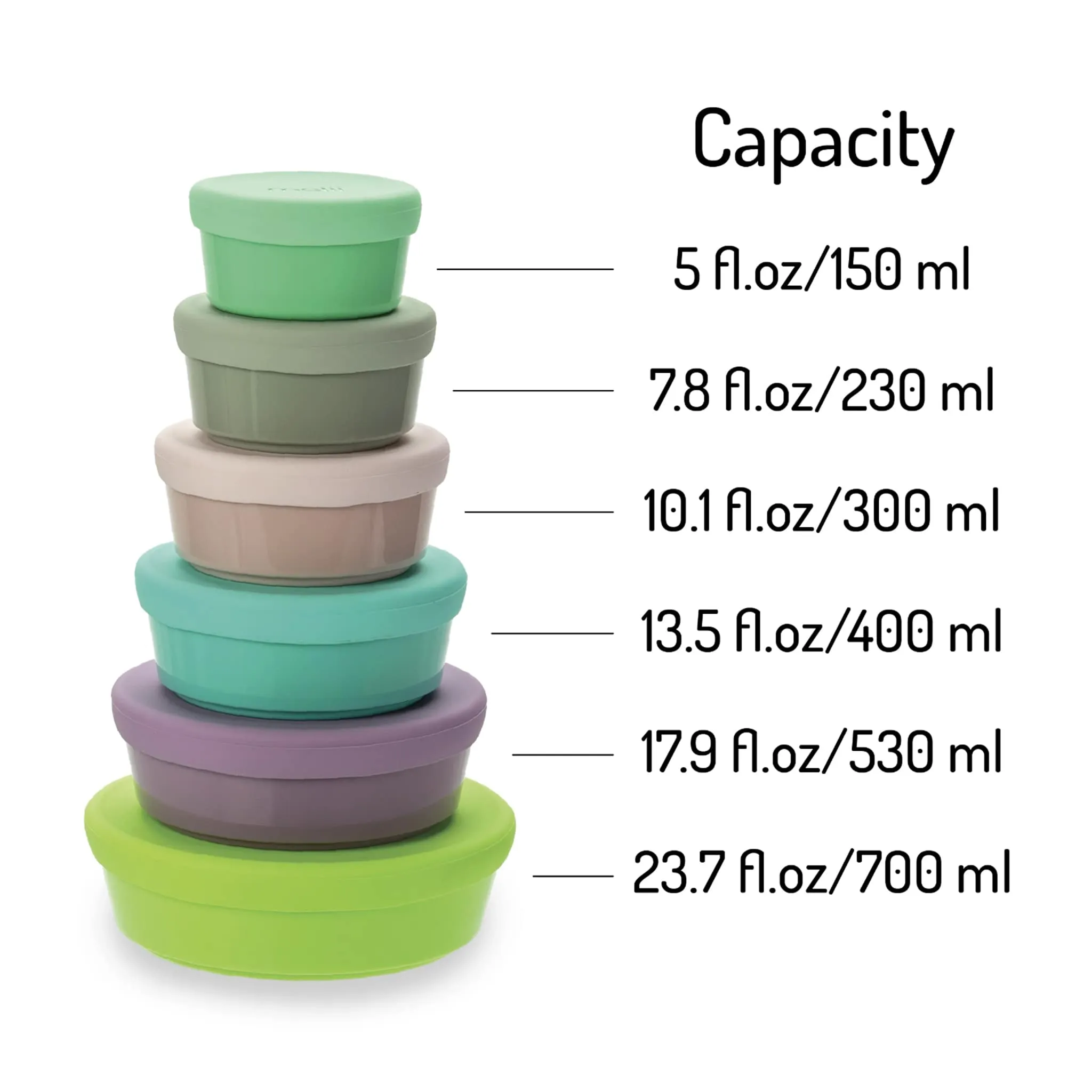 Melii Ensemble Bols et Couvercles en Silicone (6)
