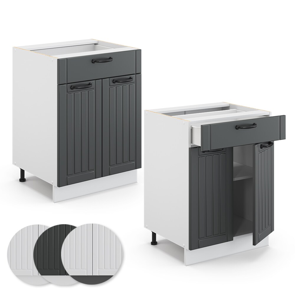 Vicco Schubunterschrank 60 cm FAME Line Küchenschrank Küchenzeile Landhaus Anthrazit