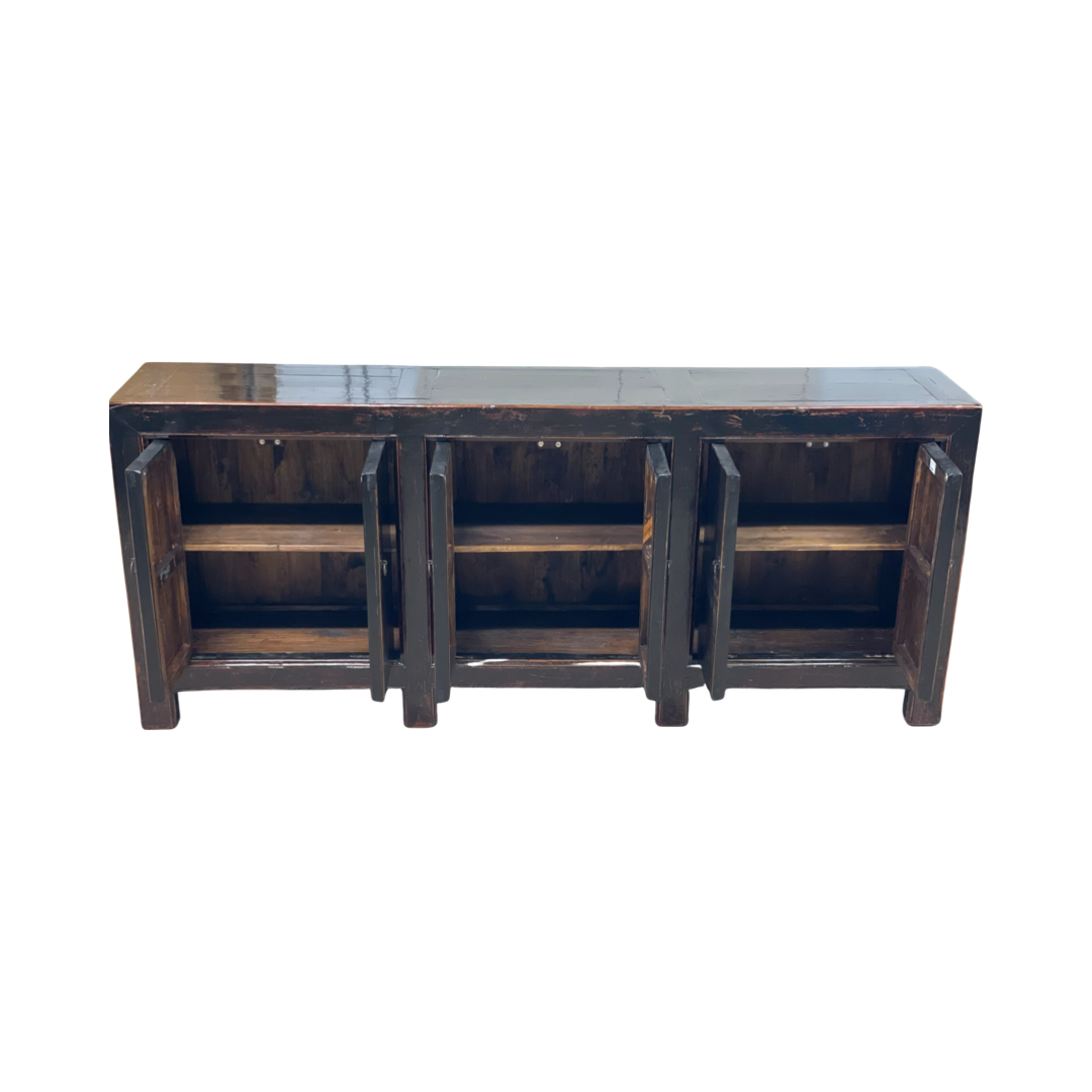 Uniek dressoir Zwart lak 6 deurs Uniek Dressoir Zwart lak 6dr 232x45x98