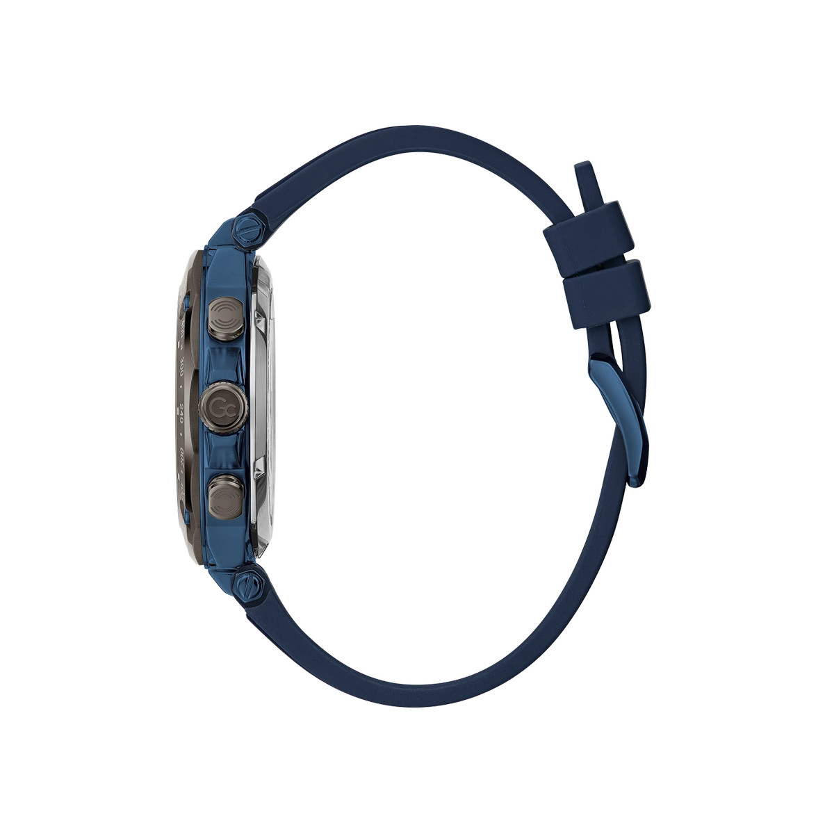 Montre GUESS COLLECTION homme acier noir bracelet silicone bleu