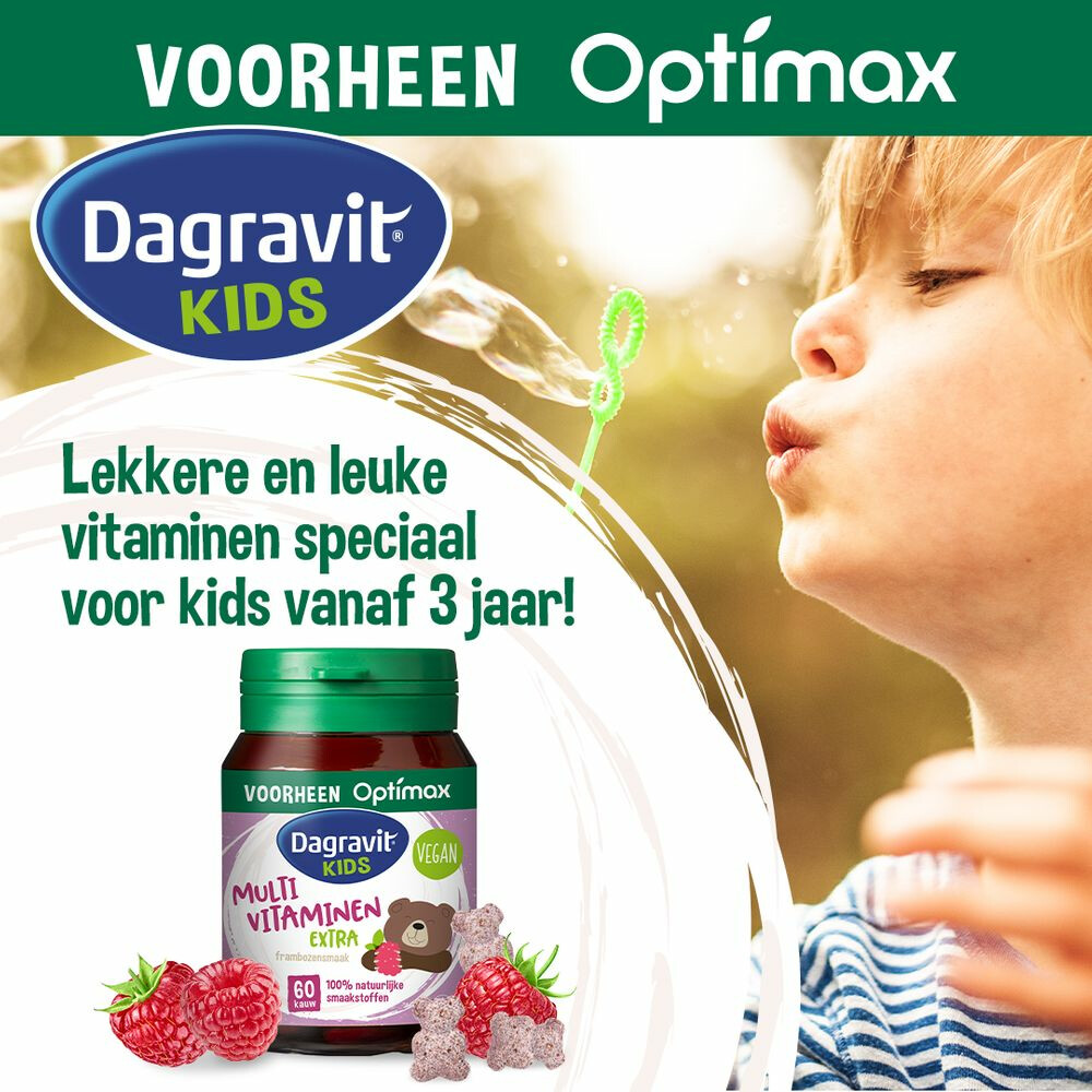 2x Dagravit Natural Kids Multivitaminen Framboos60 kauwtabletten