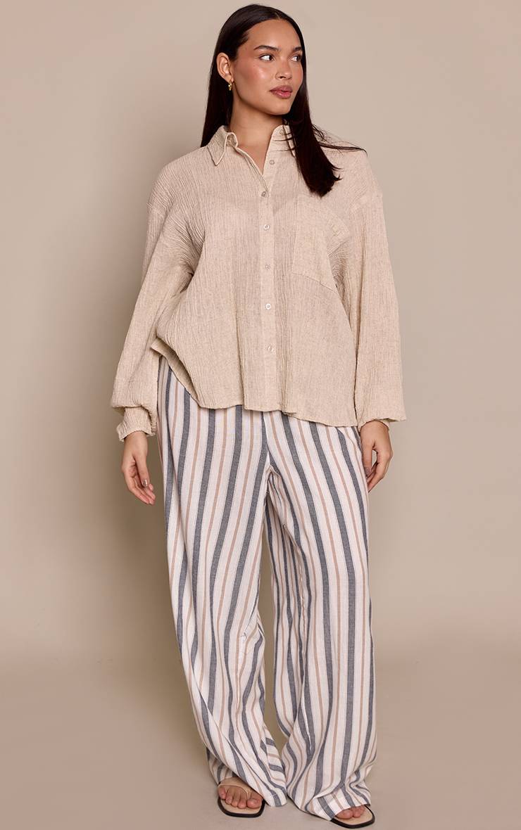 Crème Chemise Oversize Texturée Avec Détail De Poche Plus