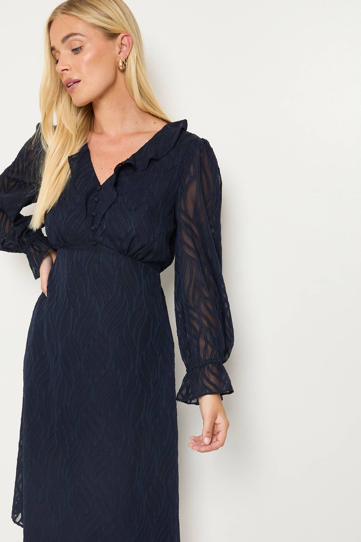 Wallis Robe Midi À Volants En Dévoré Petite Taille