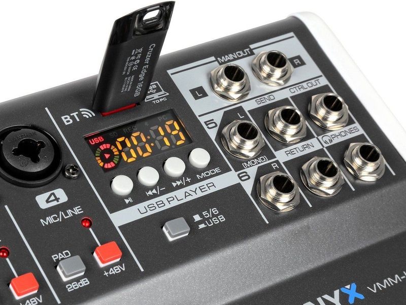 Vonyx VMM-K602 - Mengpaneel - 6 Kanaals - Met Bluetooth en USB