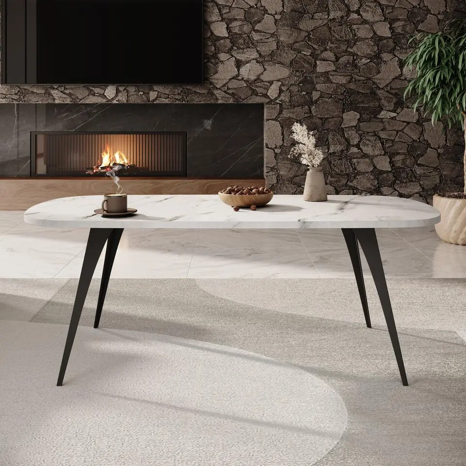 Meubella - Salontafel Flix - Wit marmer - 120 cm