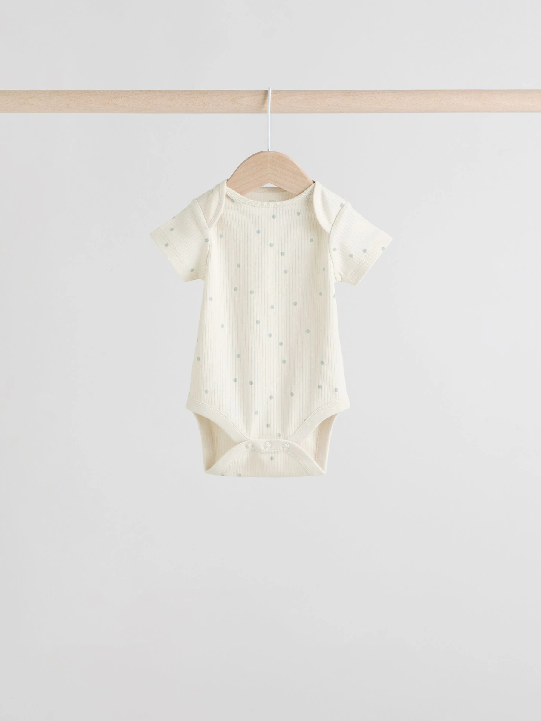 Grijs-groen - Korte mouwen geribbelde Baby bodysuits 5 verpakking