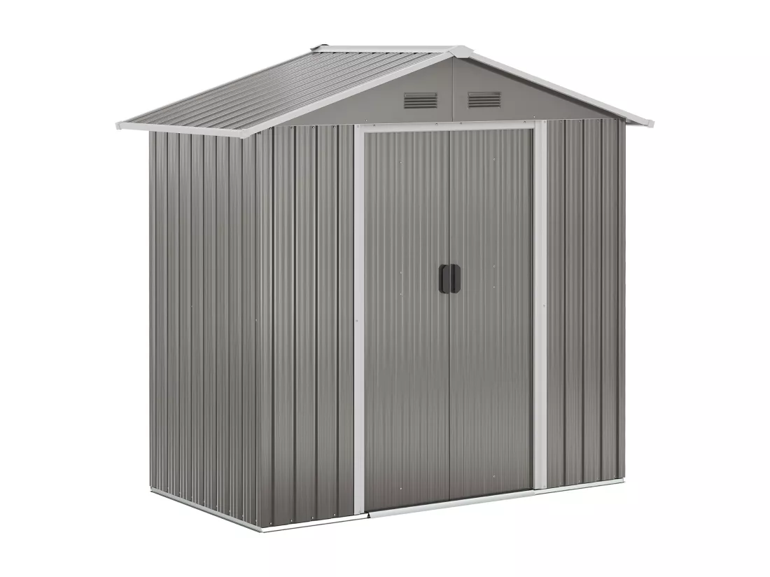 Abri de jardin - remise pour outils - cabanon porte verrouillable - dim. 194L x 110l x 184H cm - tôle d'acier gris