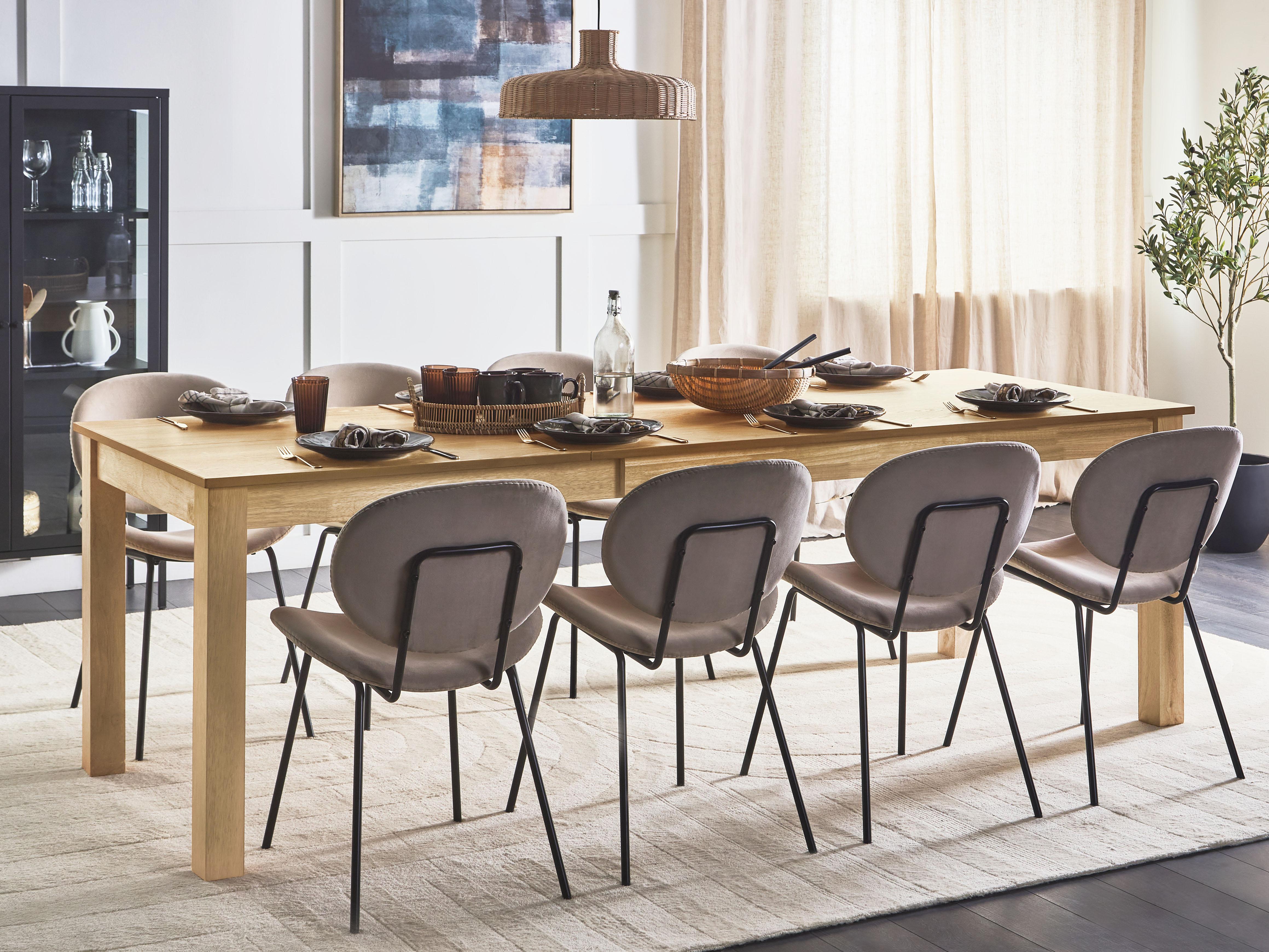 Eettafel uitschuifbaar MADURA Natuurlijk essenhout 90 cm 160/240 cm