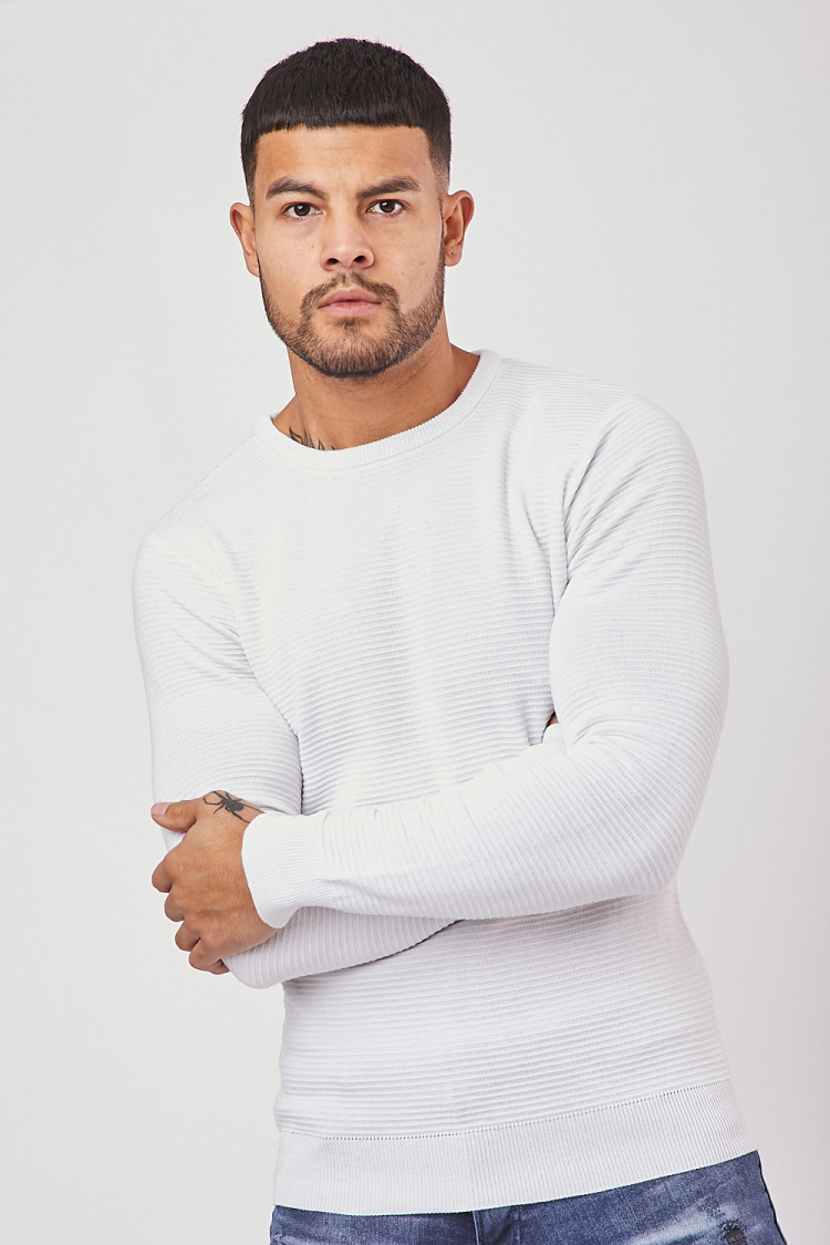 Pull blanc maille fine