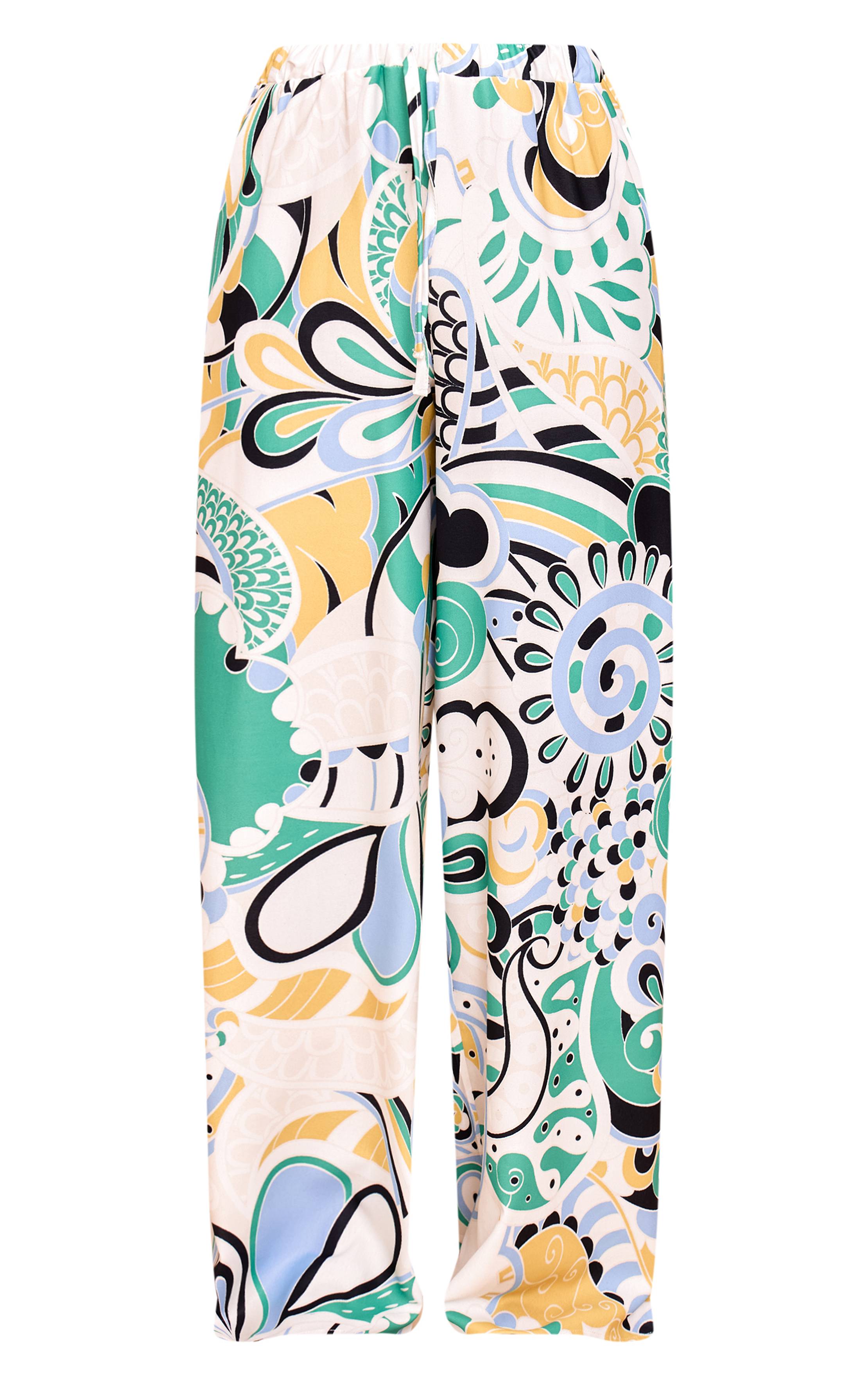 Multicolore Pantalon Large Fluide Tissé À Rayures