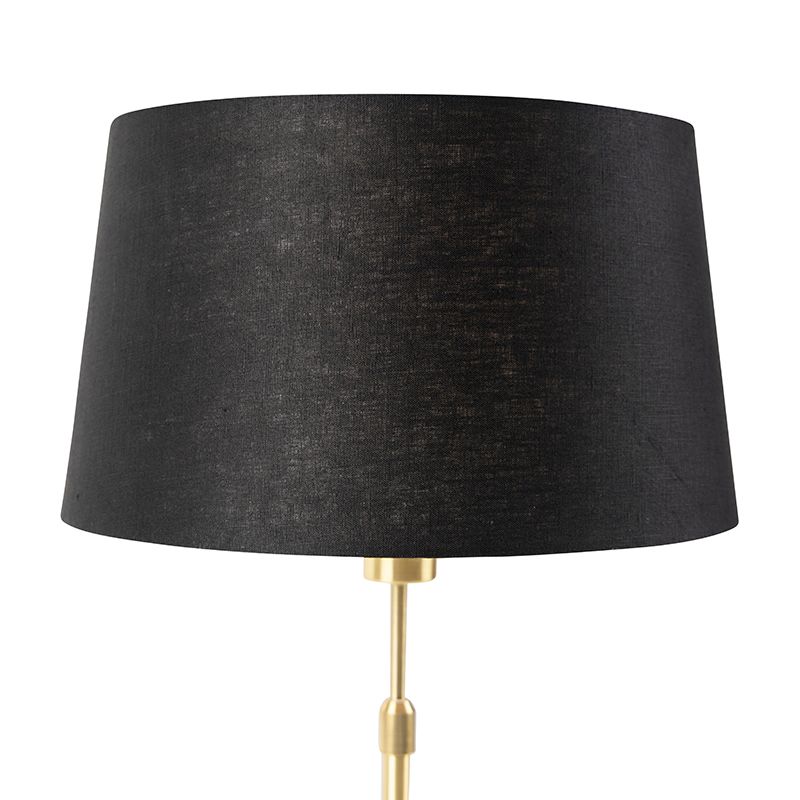 Tafellamp goud/messing met linnen kap zwart 35 cm - Parte