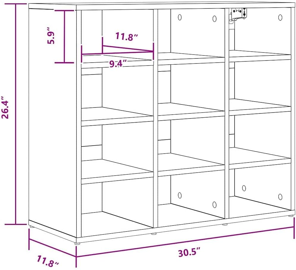 vidaXL Schuhschrank Sonoma-Eiche 77,5 x 30 x 67 cm Holzwerkstoff, Flur Aufbewahrungsschrank, moderner Schuhorganizer, platzsparendes Möbel für Dein Zuhause