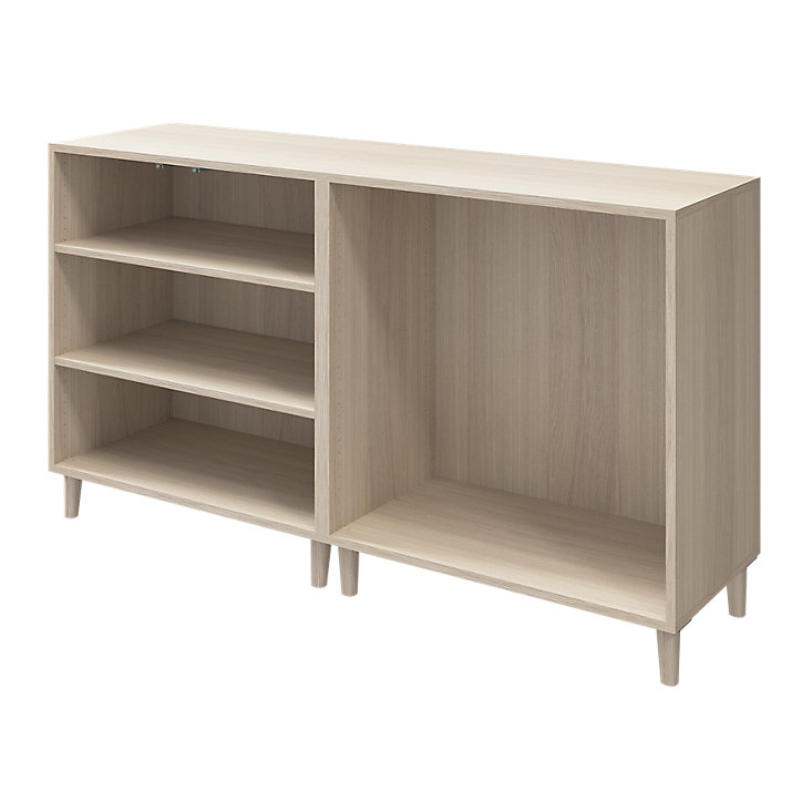 Buffet sur pieds avec portes et tiroirs effet chêne et blanc GoodHome Atomia H. 86 x L. 150 x P. 47 cm