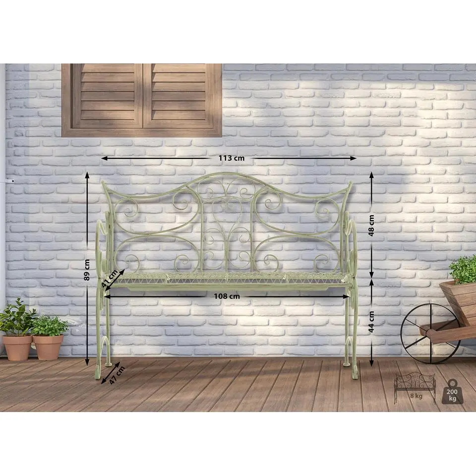 CLP Tuinbank Tara 113 cm - antiek/groen