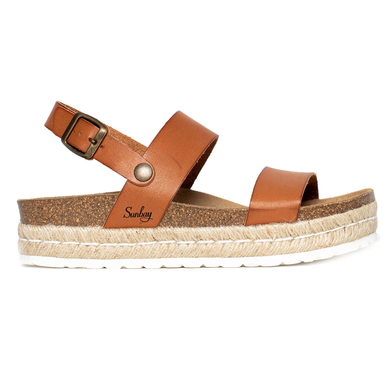 Sunbay Sandales à plateforme en Cuir Kalmie camel