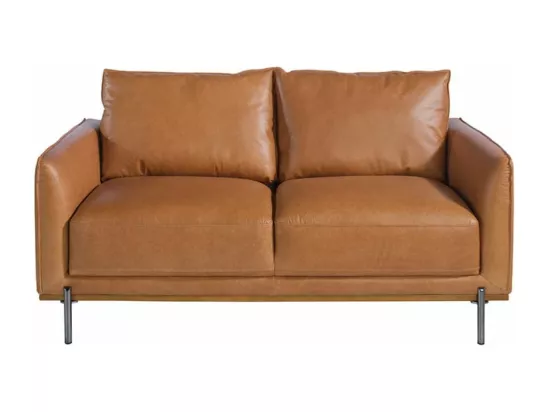 Canapé cuir 2 places Loma 164cm-Couleur Cuir Piel burdeos