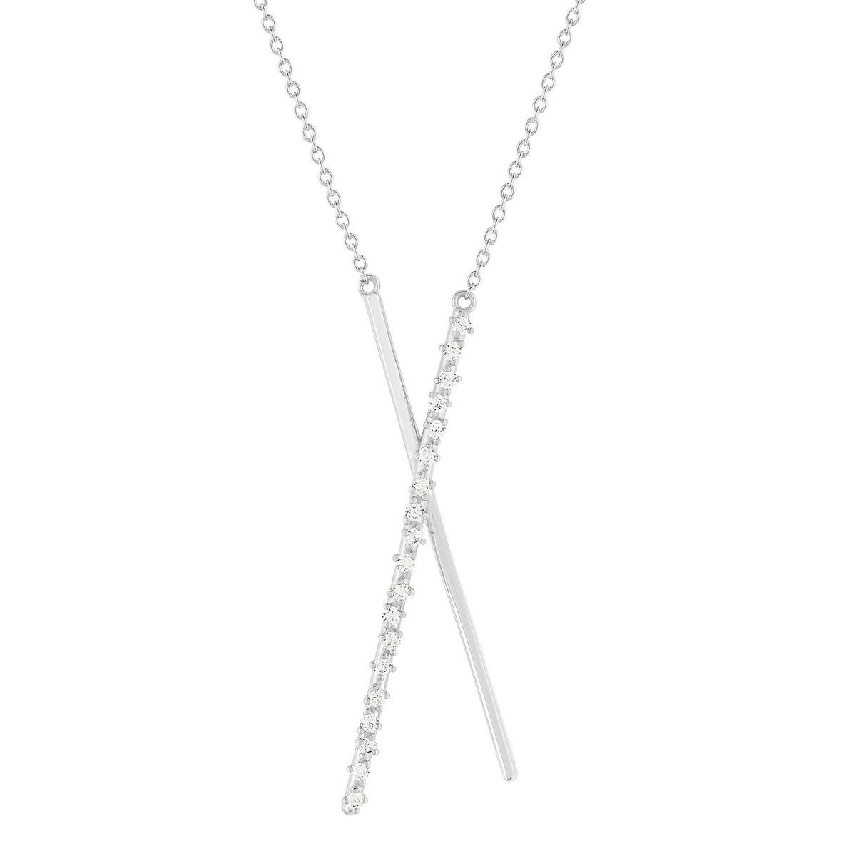 Collier argent 925 et zirconias 44cm