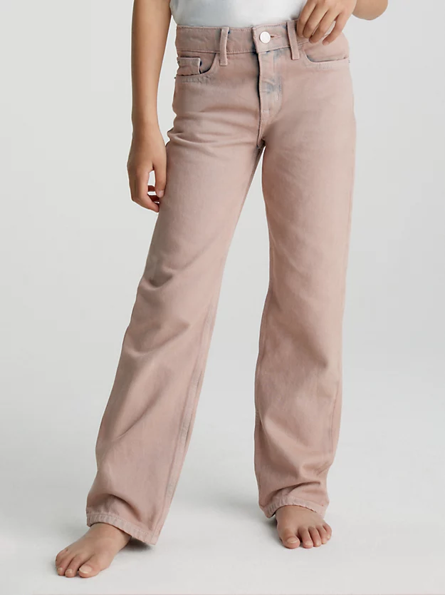 Calça jeans reta de cintura alta tingida