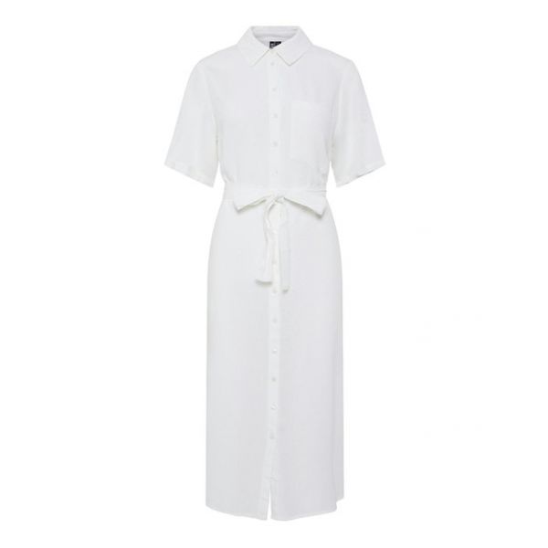 Pieces Vestido Midi De Manga Curta Pia Bright White L