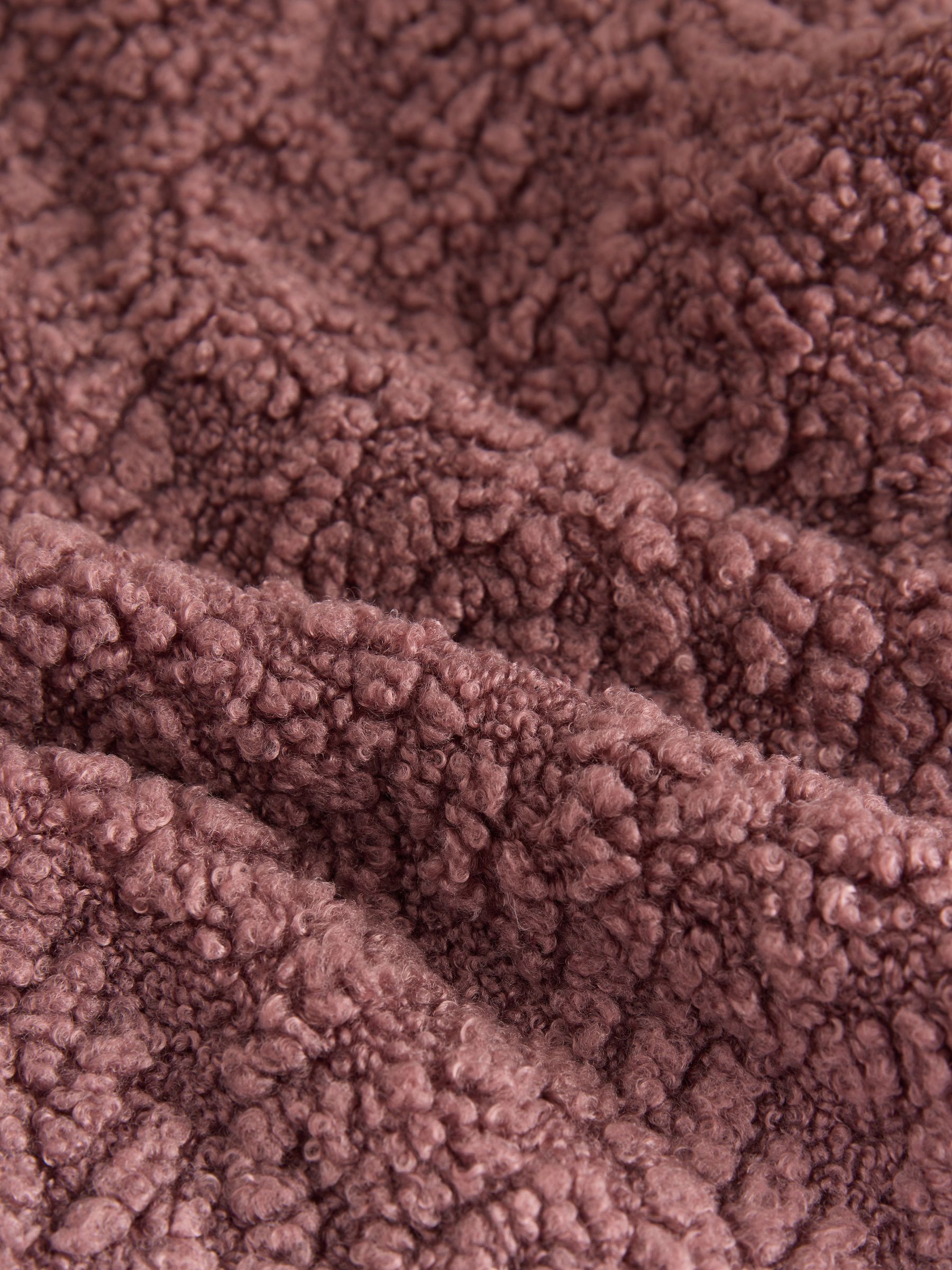 Roze - Fluffy Borg Cable Button Through Cardigan Fleece