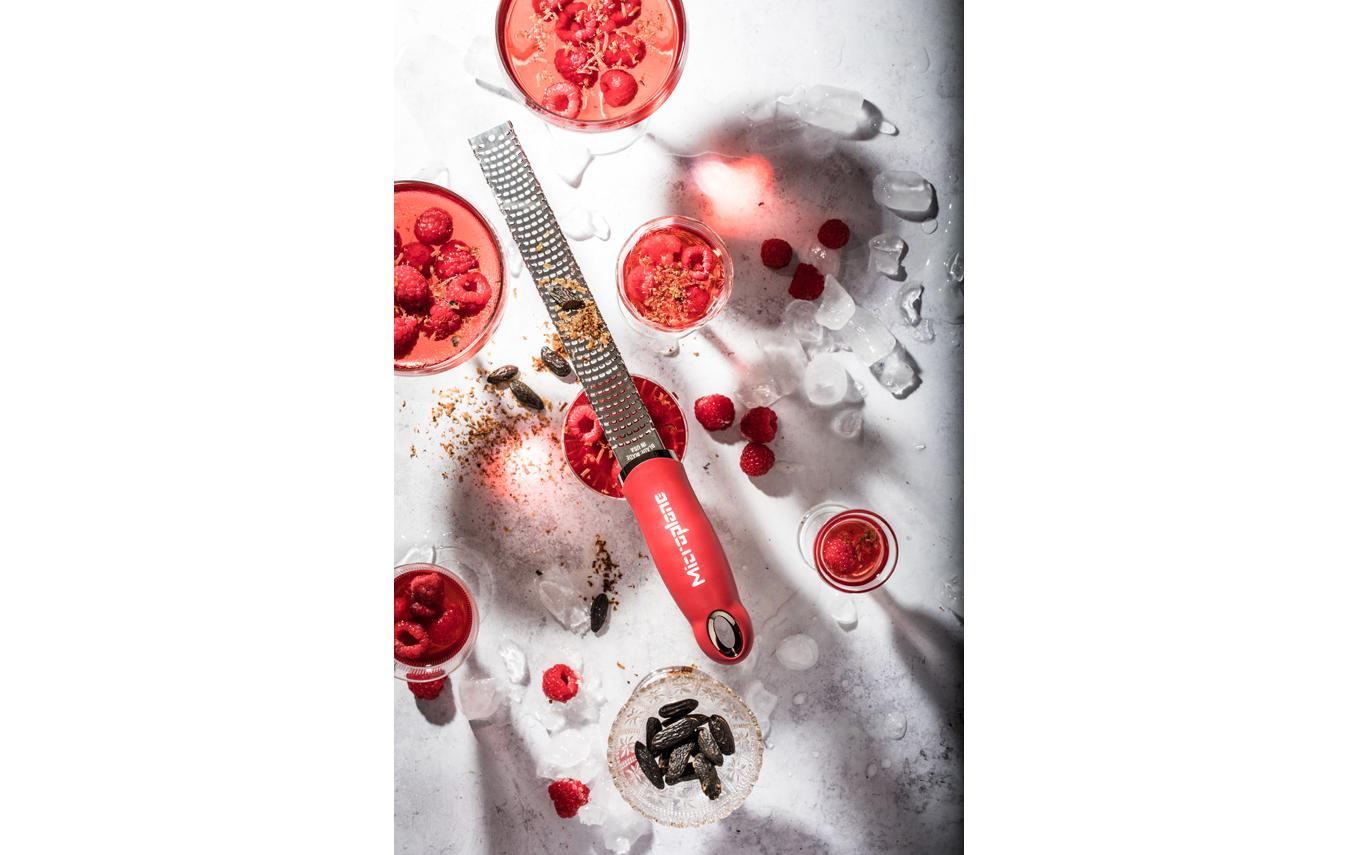 Gourmet Premium Zester/Reibe Rot/SilberHandreibe mit Edelstahlklingen