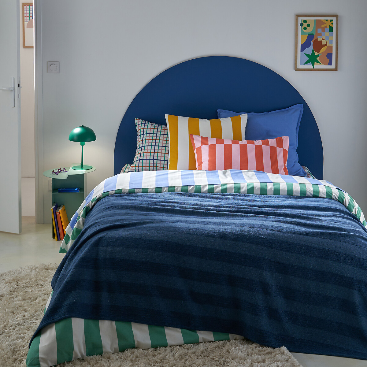 LA REDOUTE INTERIEURS<br>Lençol plano de algodão, azul Hendaye