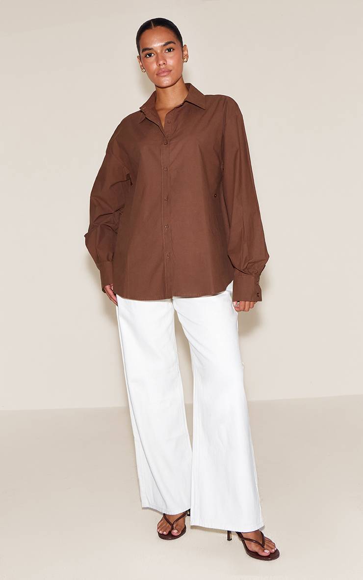 Chocolat Chemise En Coton Cintrée À Boutons Multiples