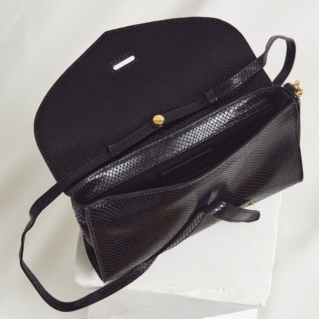 Mellow Yellow Pochette en Cuir Jeanne noire - 27x17 cm