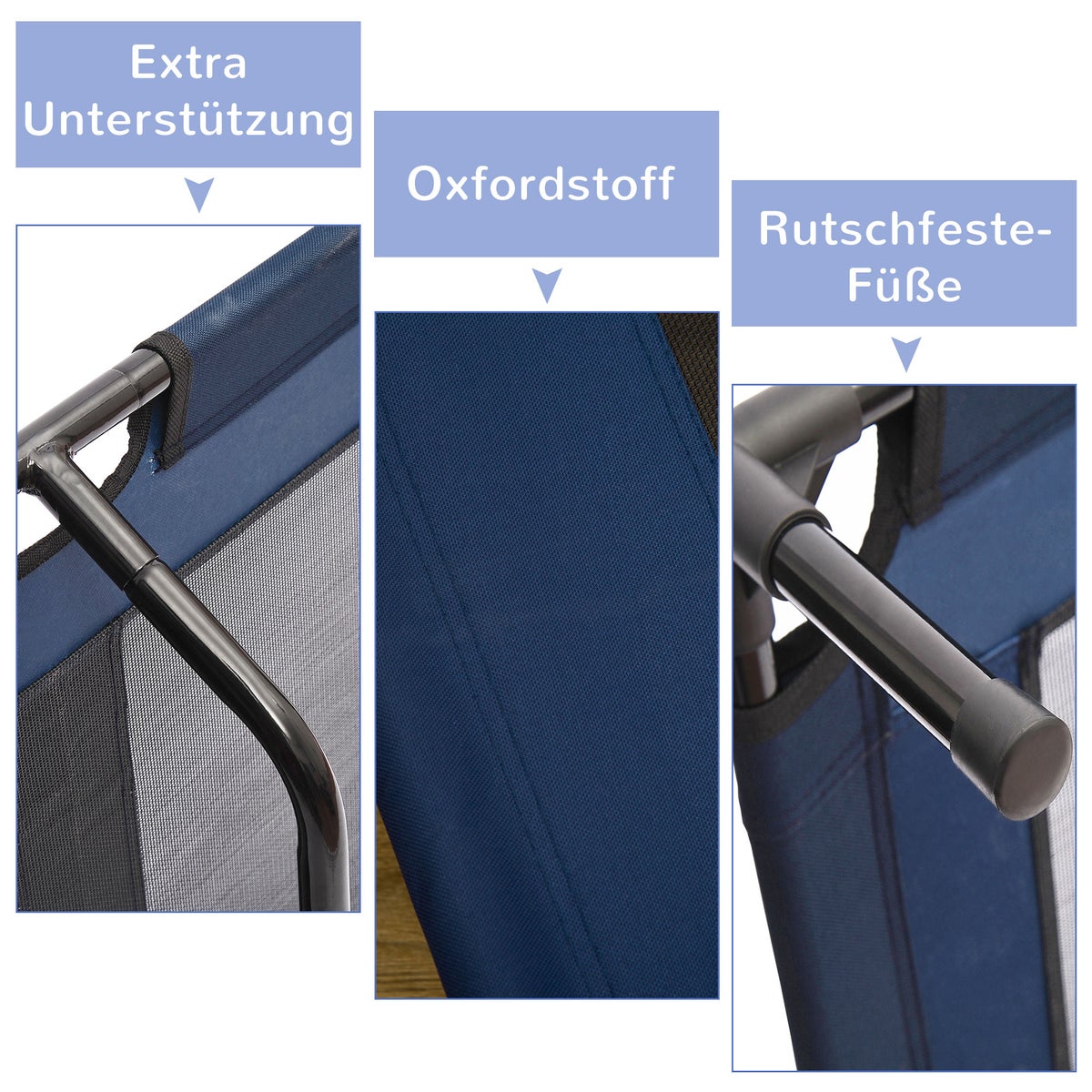 PawHut hondenbed, 91,5 x 76,2 x 18 cm (L*B*H), ijzeren buis, 600D Oxford en Texteline stof, blauw+zwart