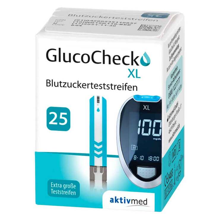 GlucoCheck XL Blutzuckerteststreifen, 25 St