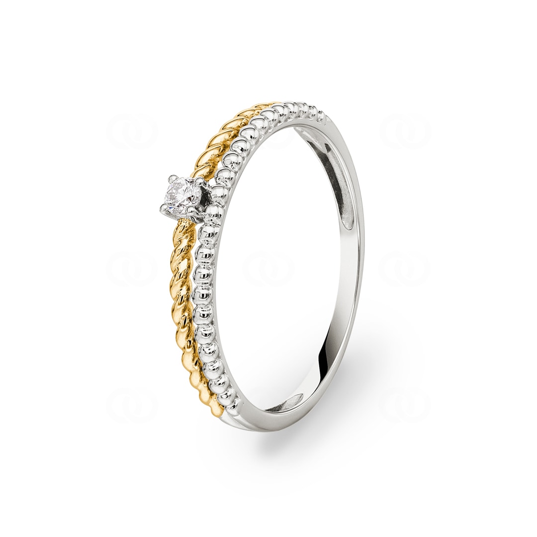 Ring 750/18 K Gelb-/ Weissgold mit Diamanten 0.06 ct H/si