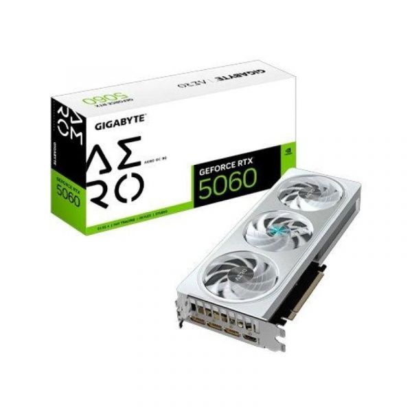 GIGABYTE AERO OC RTX 5060 8GB GDDR7 com 3x Ventoinhas Branca