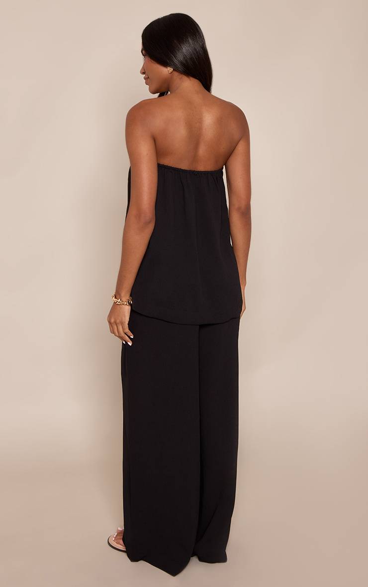 Noir Ensemble Coordonné Pantalon Large En Tissu Gaze