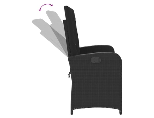 VIDAXL - Banc de jardin Banc inclinable de jardin avec coussins noir résine tressée